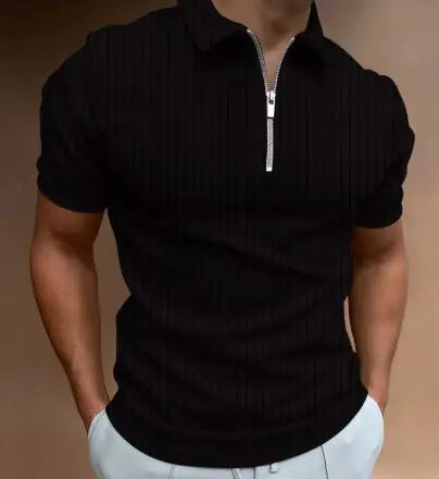 Men's POLO Zipper Stripe T-shirt